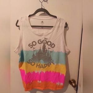 Disney ‘So Good So Happy’ rainbow Tie dye castle tank